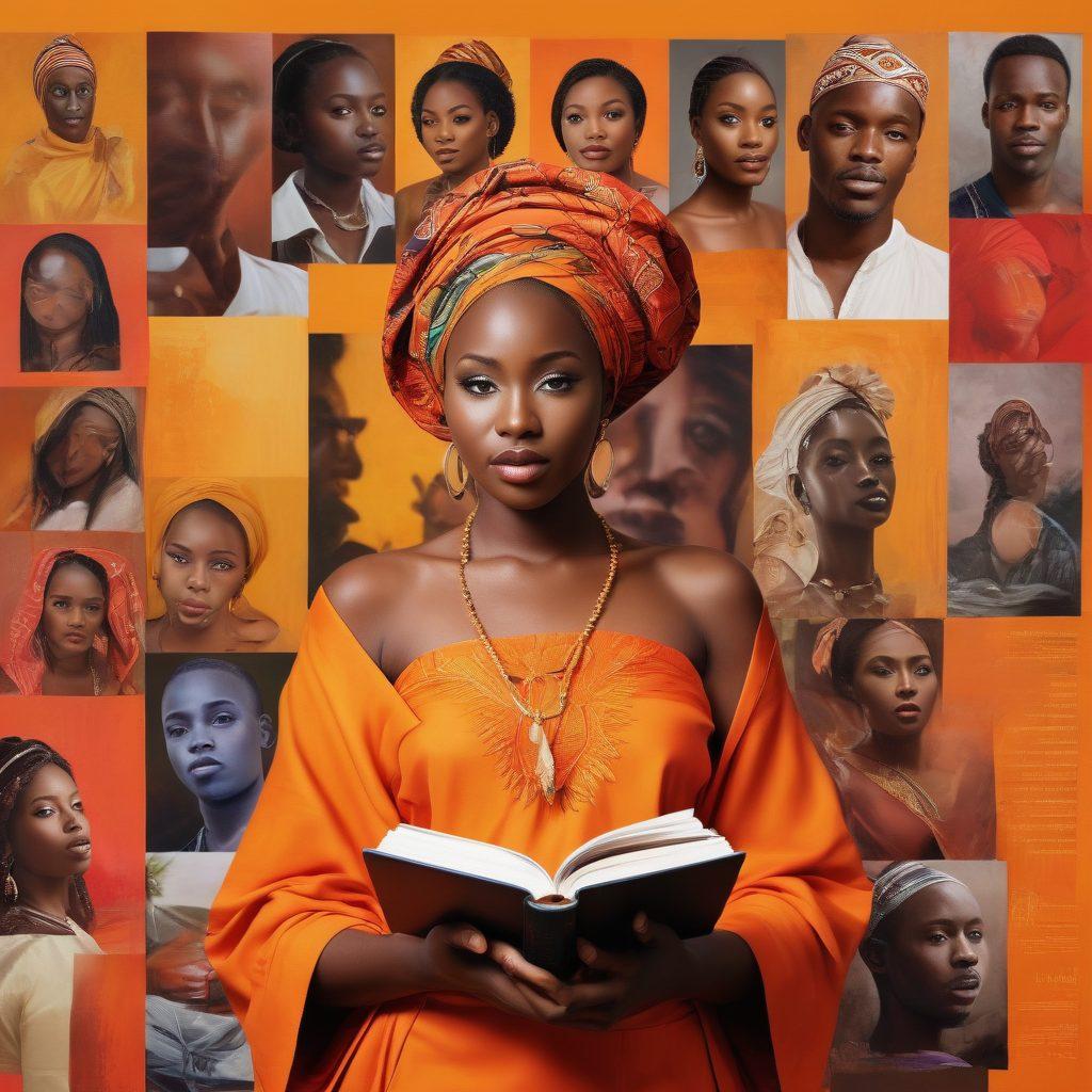 A vibrant and thought-provoking collage depicting diverse individuals in modern Kenyan adult entertainment settings, showcasing relationships and education on sexuality, with elements like warm colors, traditional and contemporary attire, and scenes of discussion and performance. Include visual representations of education, such as books and digital devices, to highlight the role of knowledge and understanding. Art style: super-realistic, vibrant colors, dynamic composition.